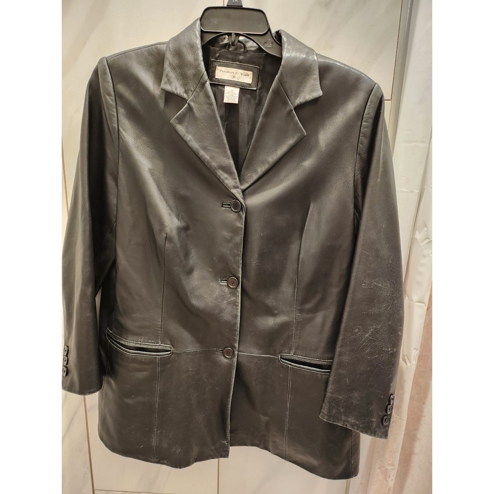 Preston & York Men's Black Genuine Lamb Skin Soft  Zip Up Jacket Coat Size 1X